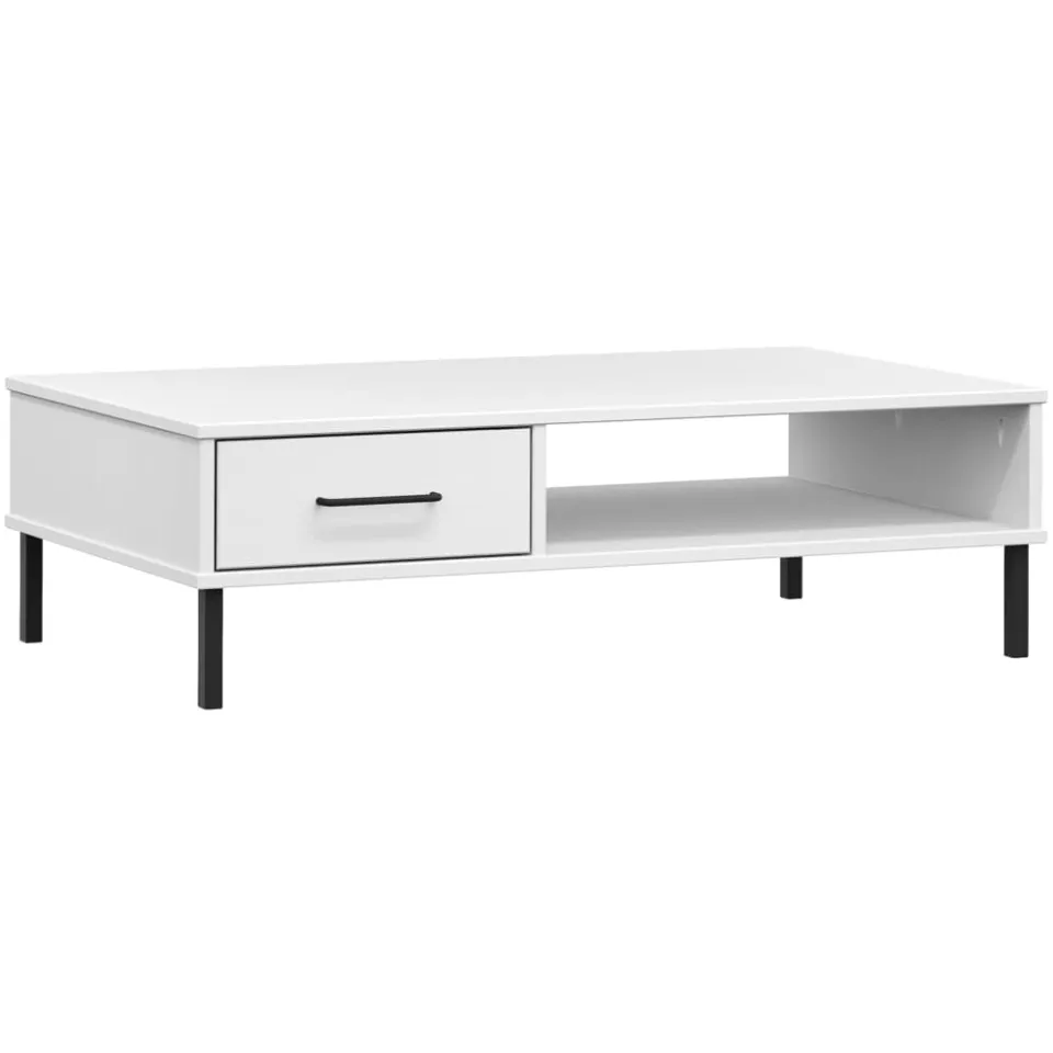 vidaXL Salontafel met metalen poten OSLO massief grenenhout wit, foto 3