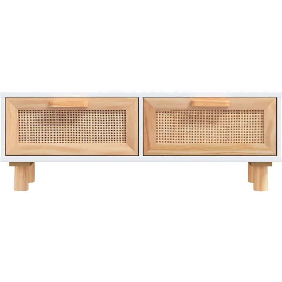vidaXL Salontafel 80x40x30 cm bewerkt hout en grenenhout wit, foto 4