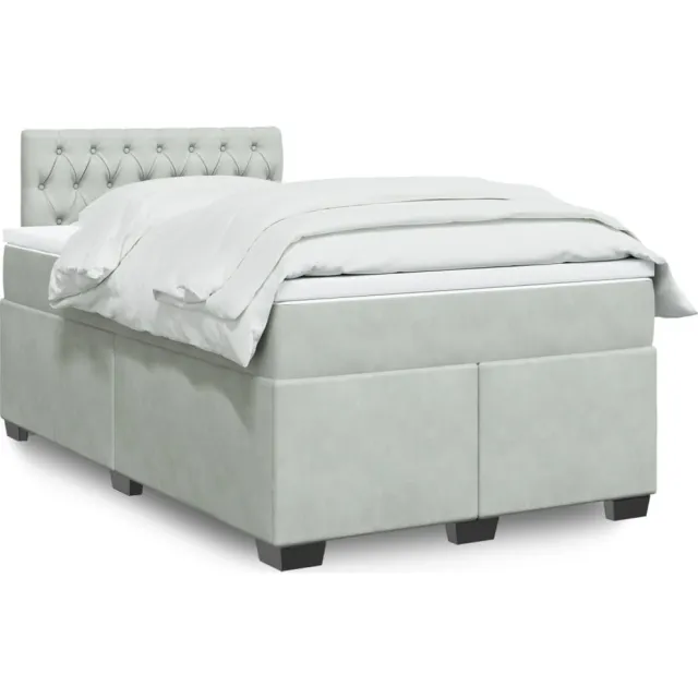 vidaXL Boxspring met matras fluweel lichtgrijs 120x200 cm grijs