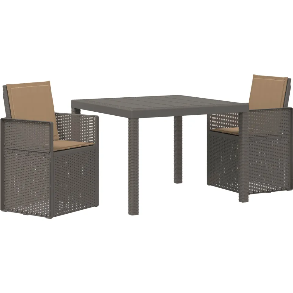 vidaXL Tuin eettafelset 3 st Lichtgrijs en Taupe PP, foto 3