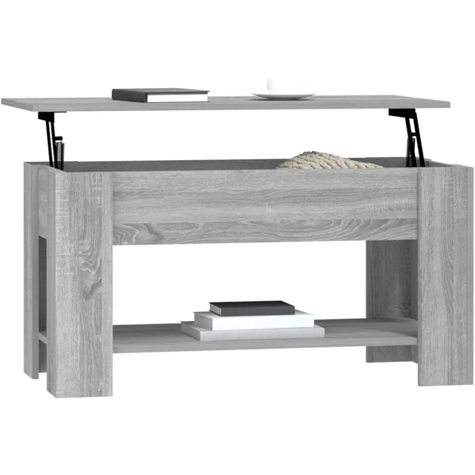 vidaXL Salontafel 101x49x52 cm bewerkt hout grijs sonoma eikenkleurig