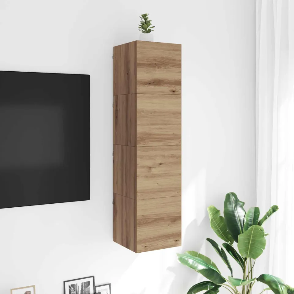 vidaXL Wandgemonteerde TV-kast Artisanaal eiken Bewerkt hout, foto 4