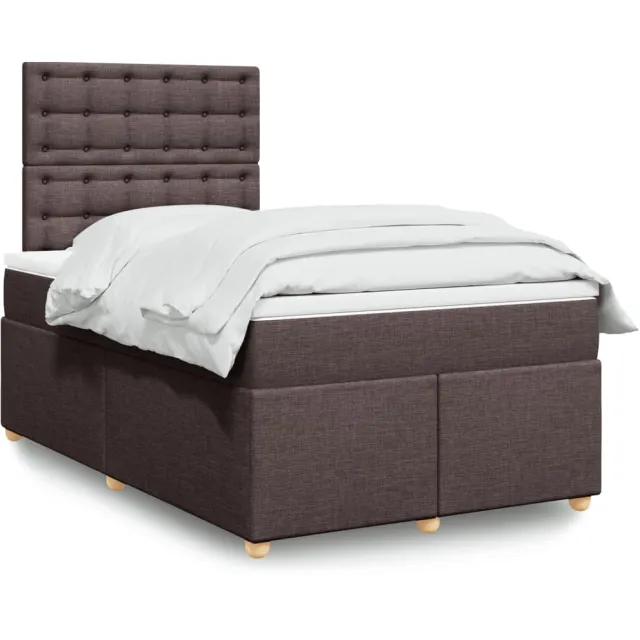 vidaXL Boxspring met matras stof donkerbruin 120x200 cm bruin