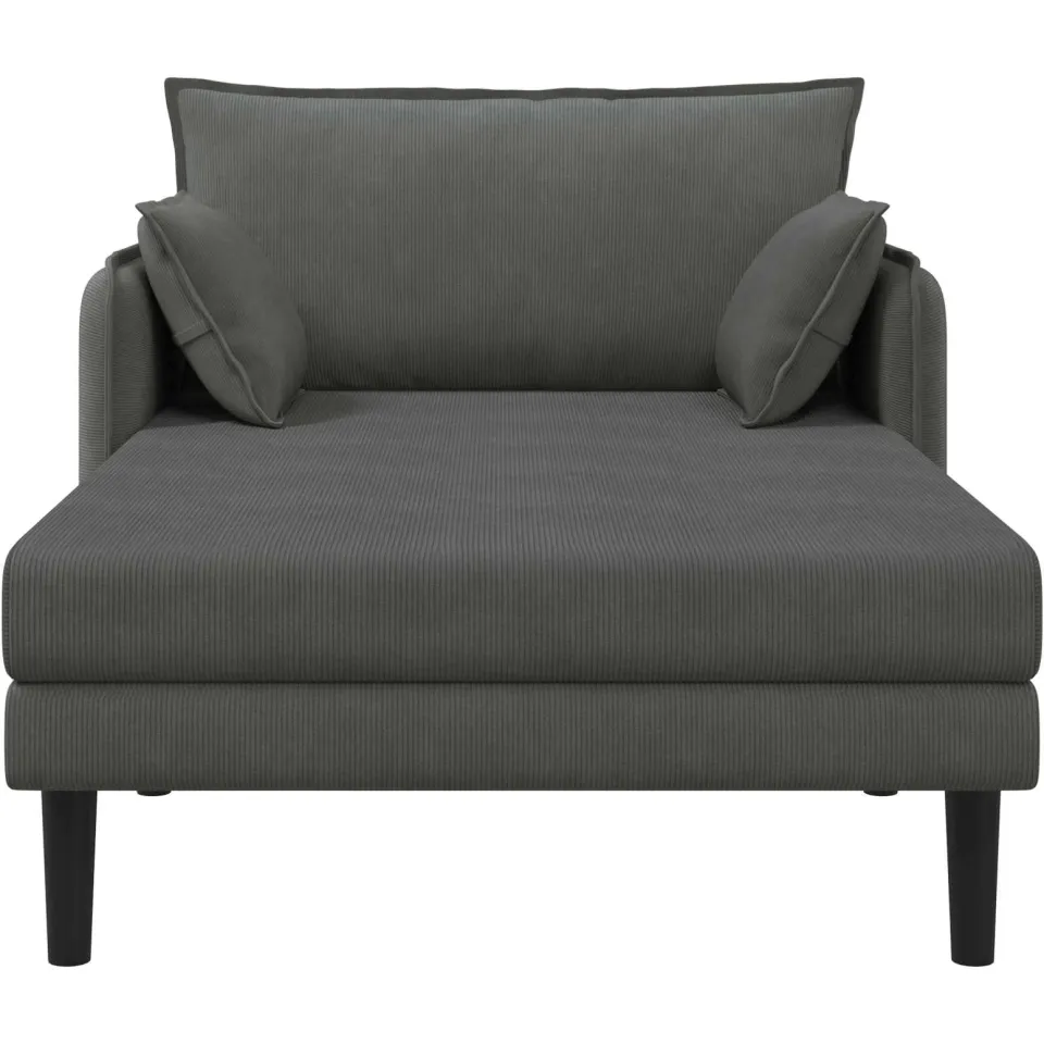 vidaXL Grote chaise longue Donkergrijs Katoenen stof
