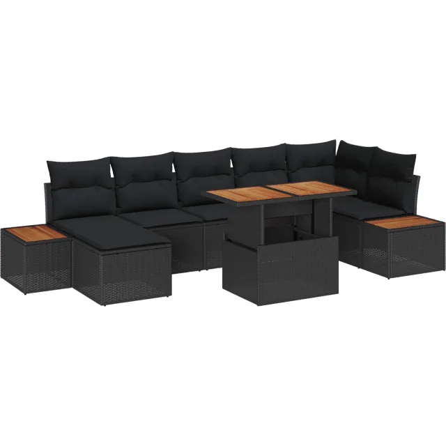 vidaXL Tuin Sofa Set 8 st Zwart Poly riet, foto 4