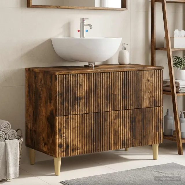 vidaXL Badkamer wastafelkast ARNHEM Gerookt eiken 82 x 41 x 59 cm Bruin