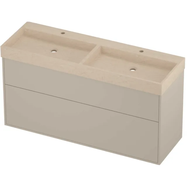 Proline Evoli Badmeubelset Hardsteen Loft 2 Laden 140x46x75 cm Sand Stone Soft Linen Beige