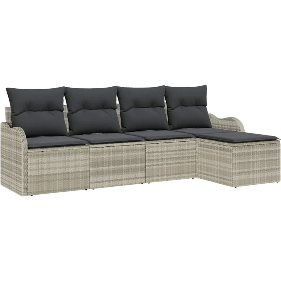 vidaXL Tuin Sofa Set 5 st Lichtgrijs poly rattan