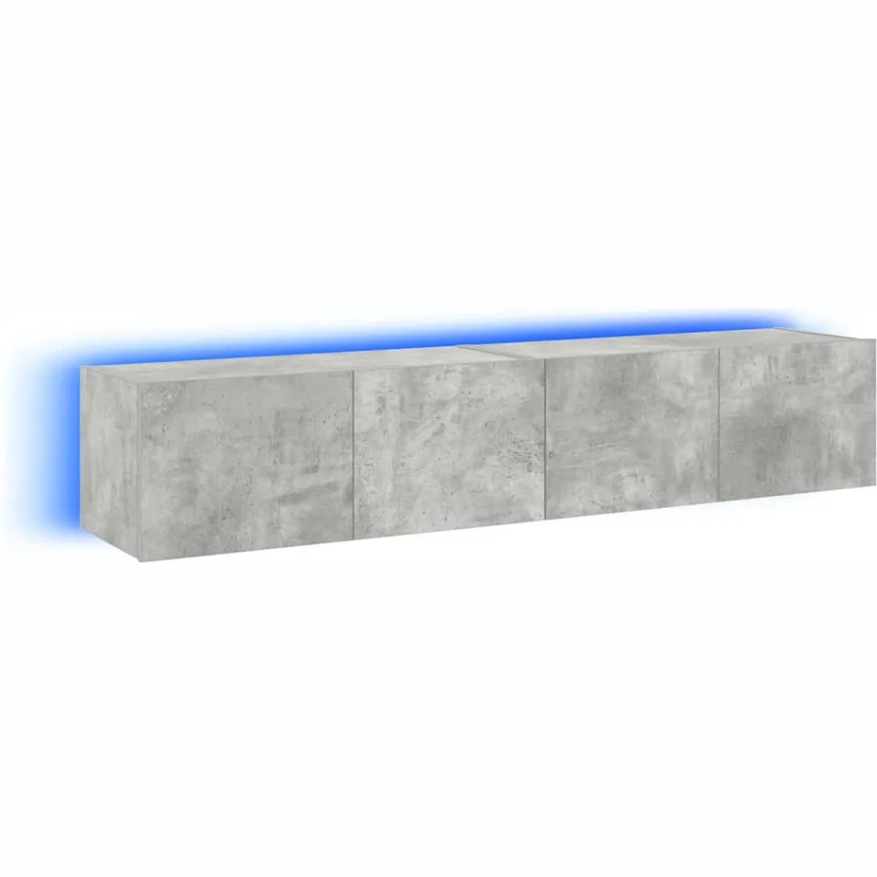 vidaXL Tv-wandmeubels met LED-verlichting 2 st 80x35x31 cm betongrijs