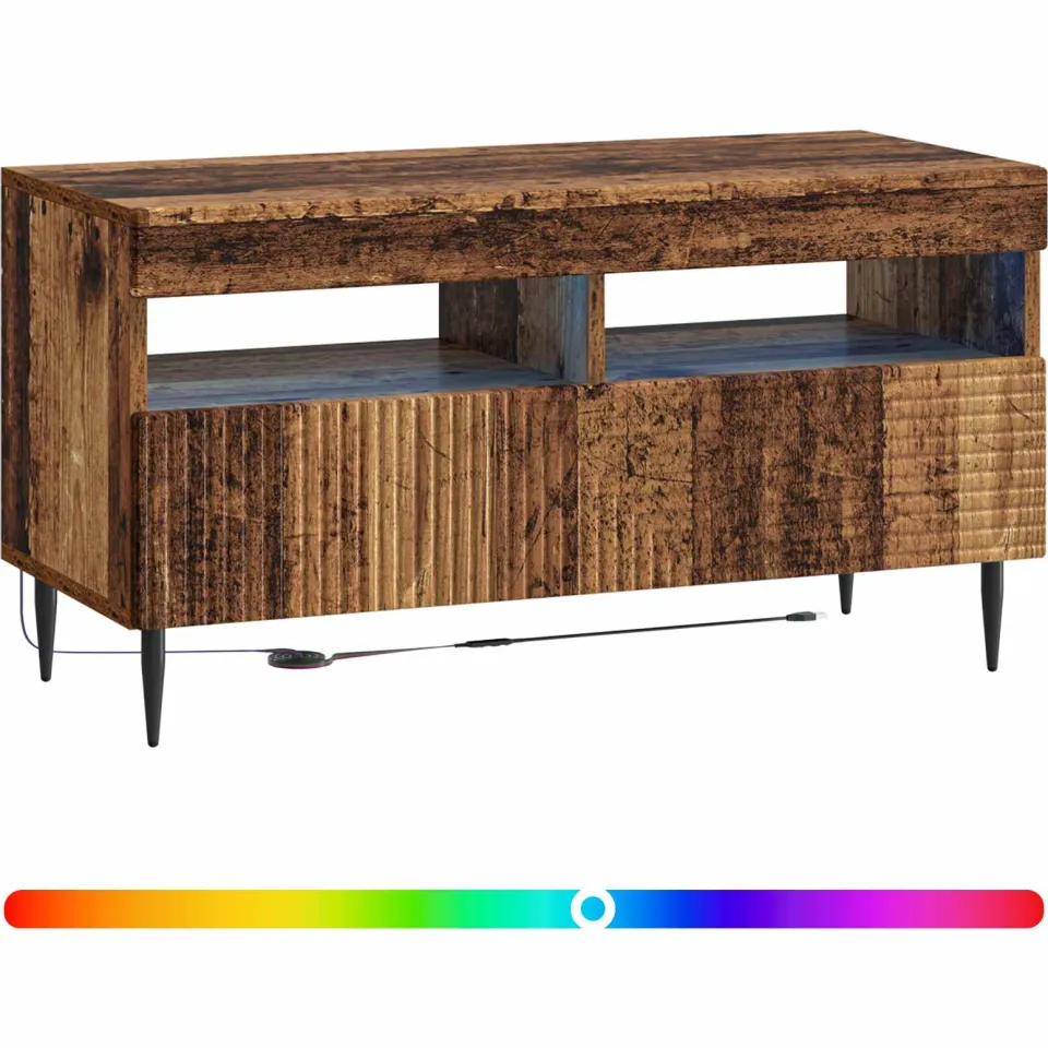 vidaXL LED tv-meubel HAARLEM 81 x 35 x 43 cm Oud hout Bewerkt hout bruin, foto 3
