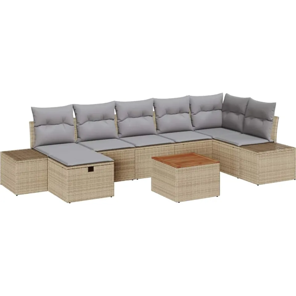 vidaXL Tuinbankenset 8 st Beige poly rattan