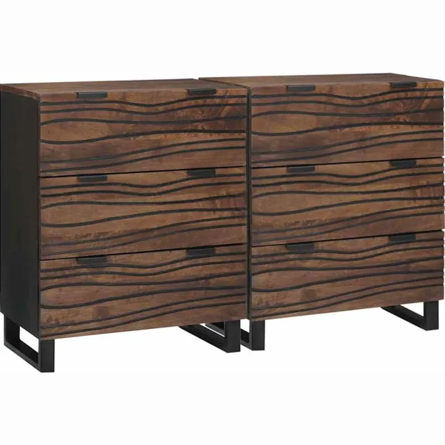 vidaXL Dressoir set 2 st Walnotenhout 120 x 33 x 75 cm Bruin