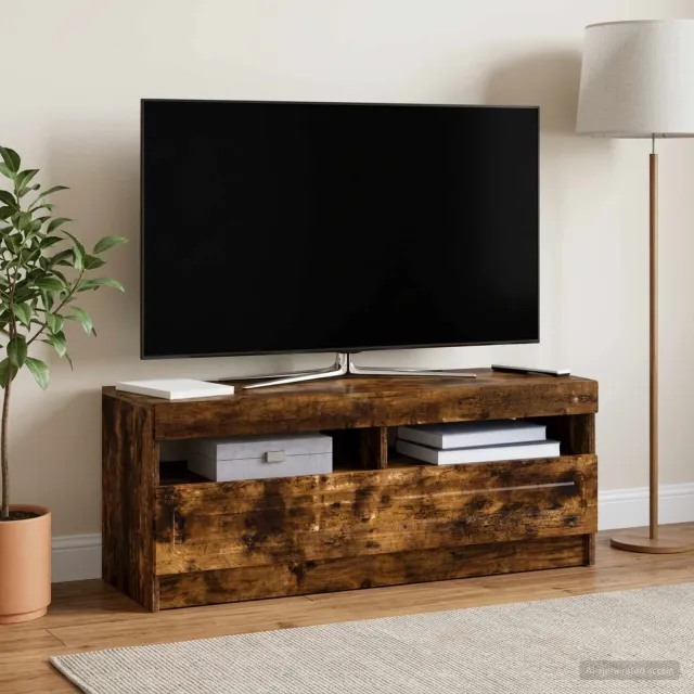 vidaXL LED tv-meubel Gerookt eiken Bewerkt hout, foto 2