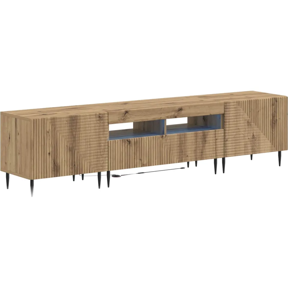vidaXL 3-delige LED TV-kast Artisanaal eiken Bewerkt hout Grijs