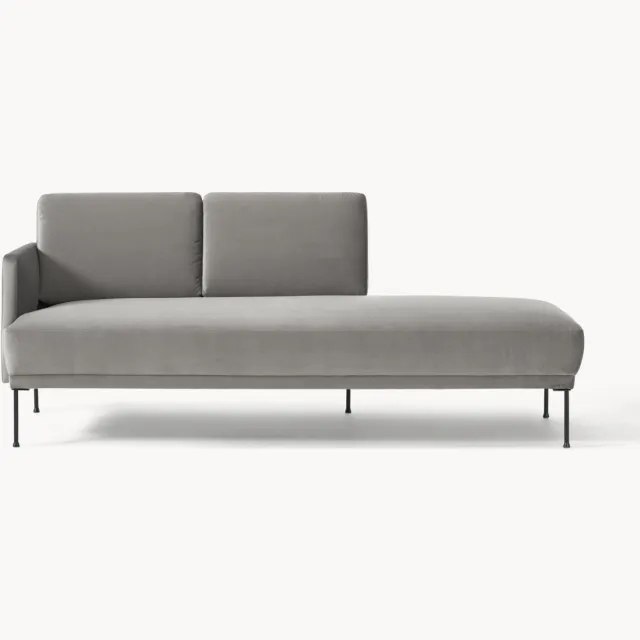 Westwing Collection Fluwelen chaise longue Fluente grijs