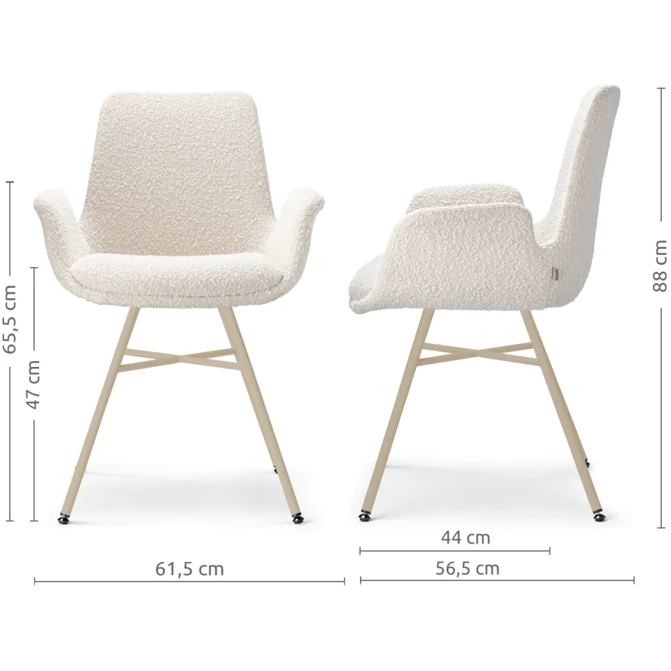 Nolon Noa-Eef eetkamerstoel bouclé beige - beige onderstel, foto 2