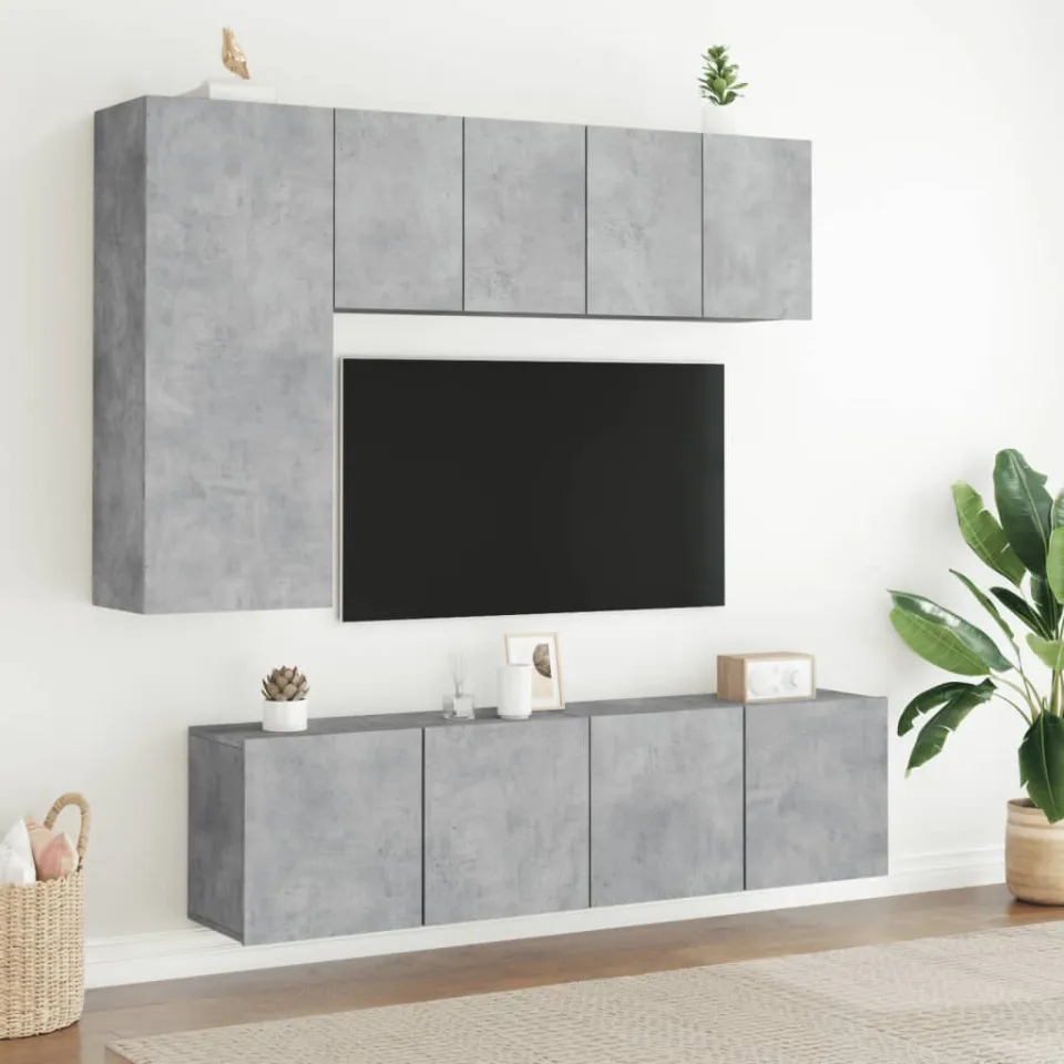 vidaXL Tv-meubels 2 st wandgemonteerd 60x30x41 cm betongrijs grijs, foto 3