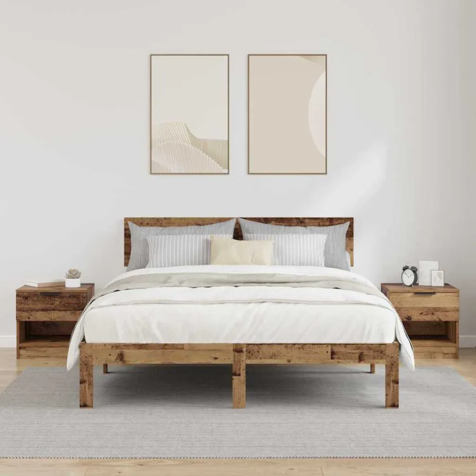 vidaXL Bed kast 2 st Oudhout 40 x 39 x 40cm Bewerkt hout bruin, foto 4