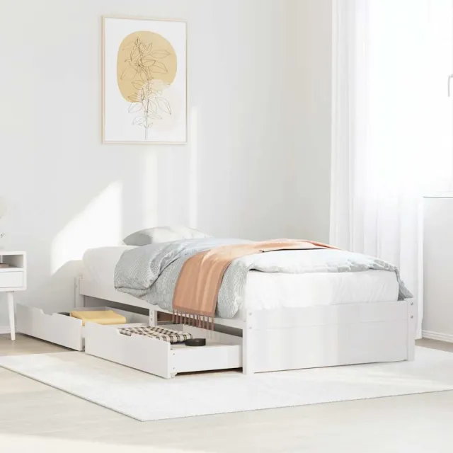 vidaXL Bed Frame Wit 75 x 190 cm Solid pinewood