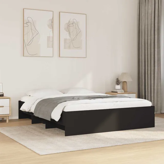 vidaXL Bedframe zonder matras 160x200 cm spaanplaat zwart