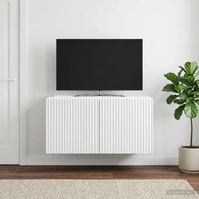 vidaXL Wandbeugel TV-kast Wit 59,5 x 41 x 30 cm Bewerkt hout
