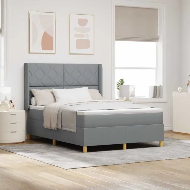 vidaXL Boxspringbed met hoofdeinde Lichtgrijs 160 x 200 cm Stof