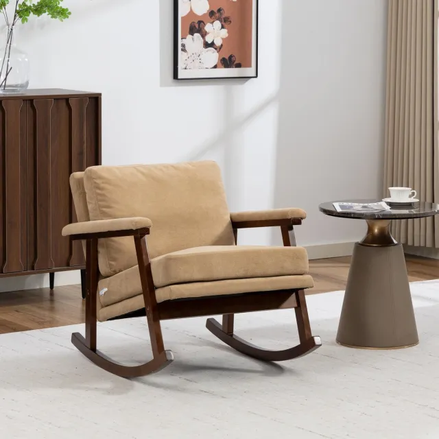 MIVRAY Fauteuil 83 x 73 x 80 cm - Zacht Gevuld Met Lendenkussen - Voor Woonkamer En Leeshoek - Velvet - Lichtbruin Light Brown