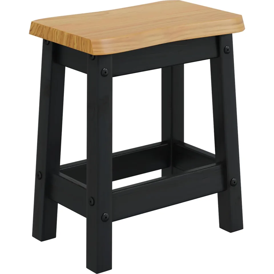 vidaXL Barkruk EKAI 2 st Zwart 40 x 29 x 45,5 cm Massief grenenhout