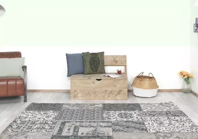 Steigerhouten klepbank Sil met rugleuning