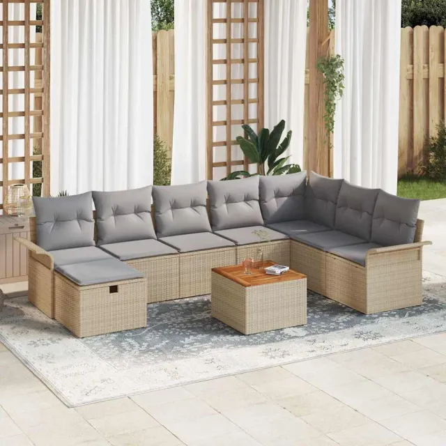 vidaXL Tuin Sofa Set 9 st poly rattan zwart, foto 2