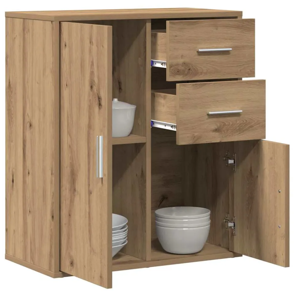 vidaXL Dressoir Artisan Eiken 60 x 31 x 70 cm Bewerkt hout Bruin