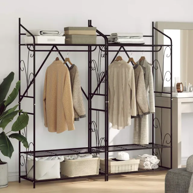 vidaXL Open Kledingkast 2 st Black 78 x 36 x 158 cm Steel, foto 2