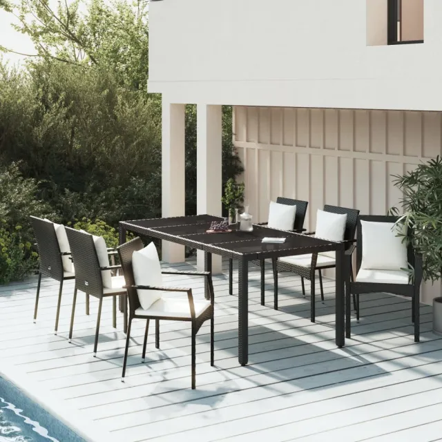 vidaXL 7-delige Tuinset met kussens poly rattan zwart, foto 2