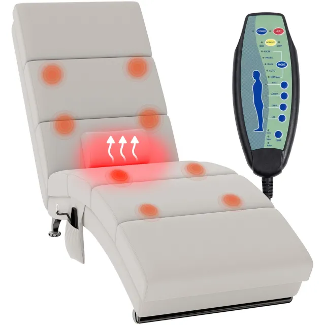 Homcom Massage Relaxstoel-Polyester, Staal-56L x 168B x 84H cm-Crèmewit