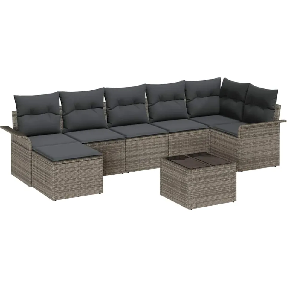 vidaXL Tuin Sofa Set 8 st Grijs poly rattan