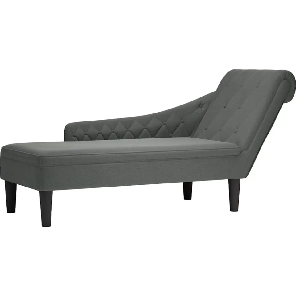 vidaXL Chaise longue met kussen en rechterarmleuning stof donkergrijs