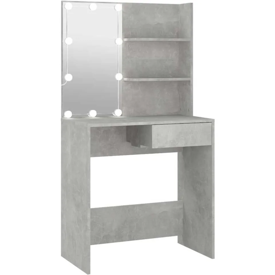 vidaXL Kaptafel met LED-verlichting 74,5x40x141 cm betongrijs
