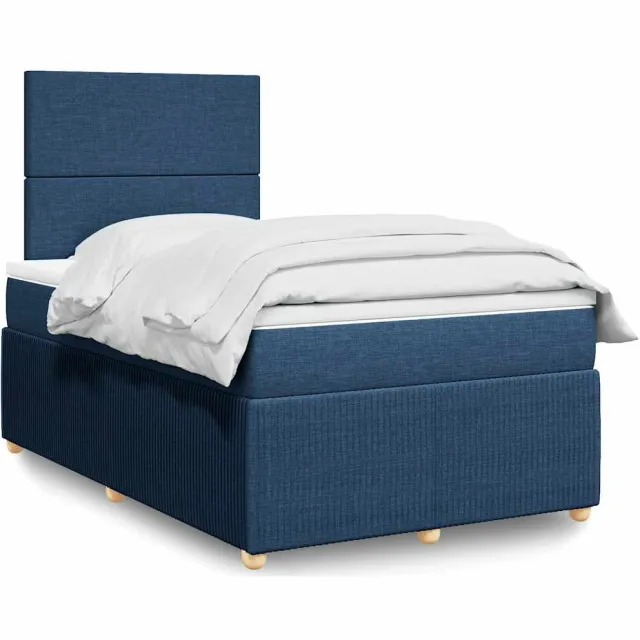 vidaXL Boxspring met matras stof blauw 120x200 cm