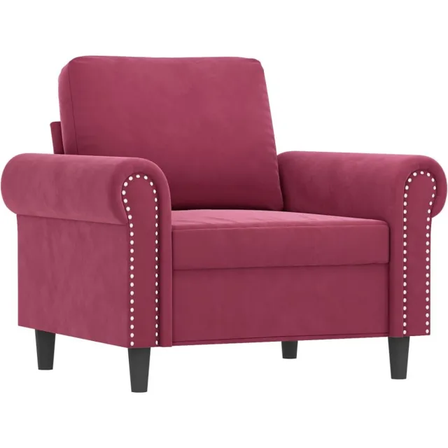 vidaXL Fauteuil - met - voetenbank - 60 - cm - fluweel - wijnrood