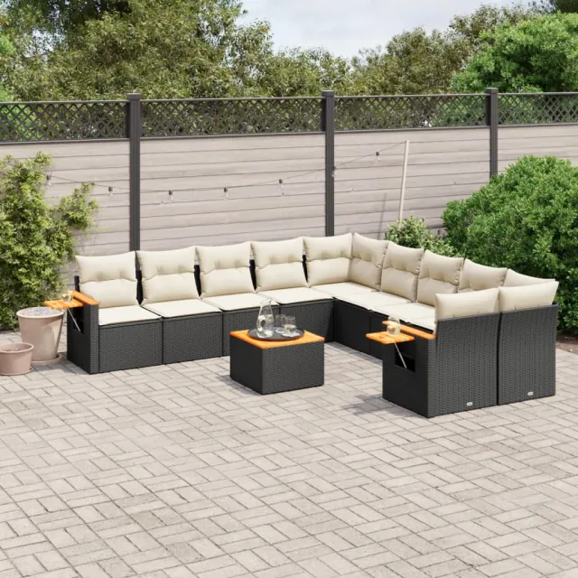 vidaXL Patio Sofa Set 11-zits Black and Cream, foto 2