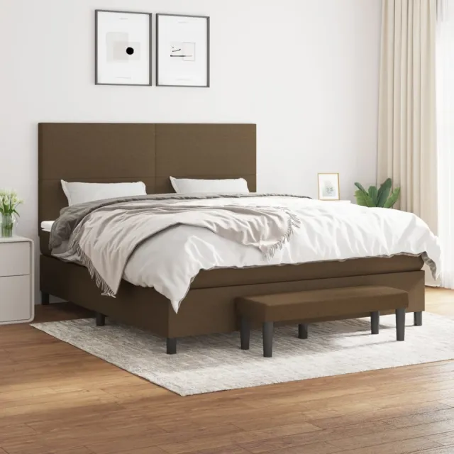 vidaXL Boxspring met matras stof donkerbruin 160x200 cm bruin