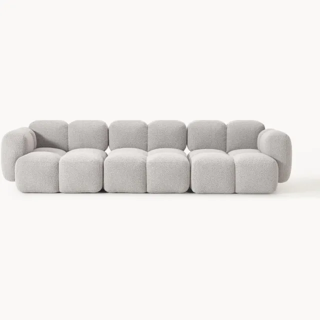 Westwing Collection Modulaire bank Tayla (4-zits) van bouclé Taupe