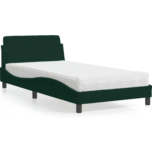 vidaXL Bed met matras "Dover" fluweel donkergroen 100x200 cm