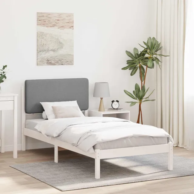 vidaXL Bedframe met Gevoerd Hoofdgedeelte Lichtgrijs 90 x 200 cm