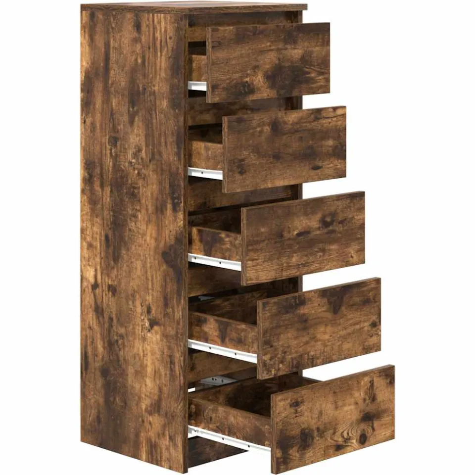 vidaXL Dressoir met lades 37,5x35x99 cm spaanplaat gerookt eikenhout, foto 4