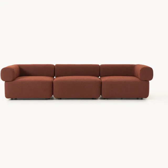 Westwing Collection Modulaire bank Anton (4-zits) van bouclé Terracotta
