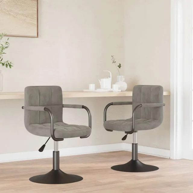 vidaXL Eetkamerstoelen draaibaar 2 st fluweel lichtgrijs grijs, foto 2