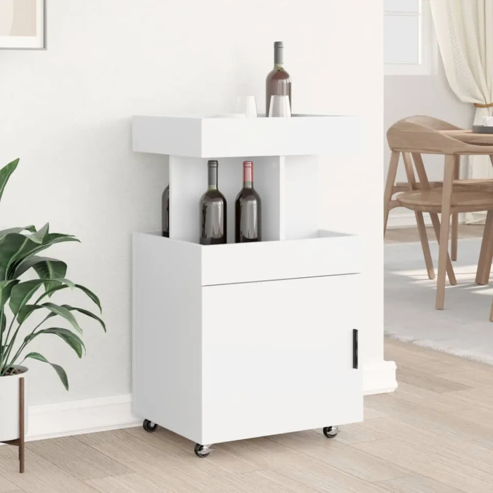 vidaXL Drankkar 50x41x89 cm bewerkt hout wit, foto 3