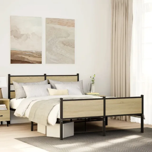 vidaXL Bedframe zonder matras hout sonoma eikenkleurig 137x190 cm