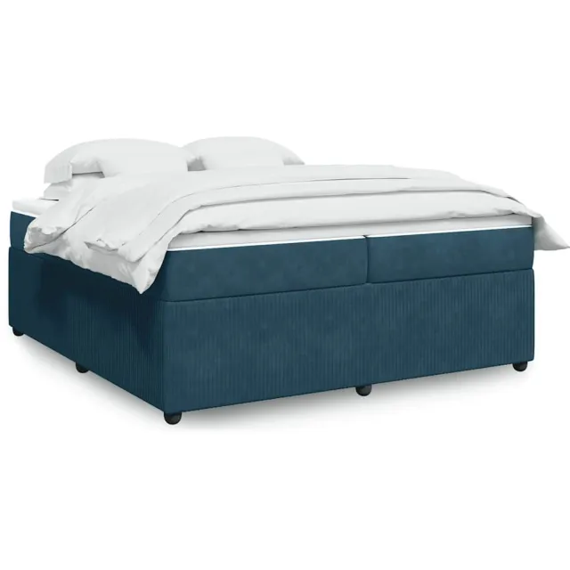 vidaXL Boxspring met matras fluweel donkerblauw 200x200 cm blauw
